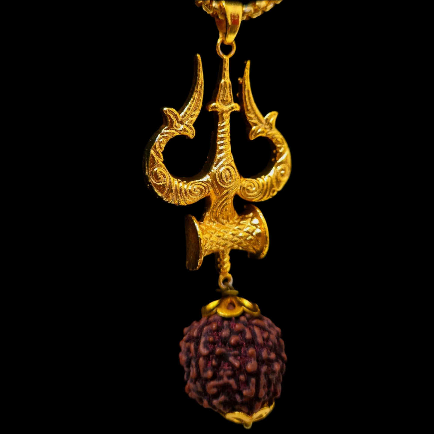Trishul Damru Rudraksha Pendant with Chain