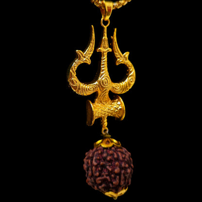 Trishul Damru Rudraksha Pendant with Chain