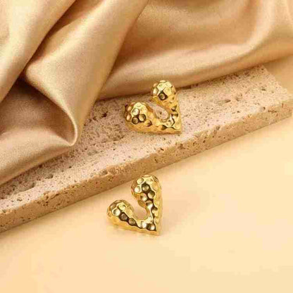 Gorgeous Hamered Heart Stud Earring for Women & Girls 18k Gold Plated