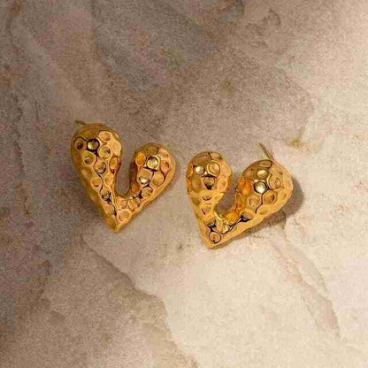 Gorgeous Hamered Heart Stud Earring for Women & Girls 18k Gold Plated
