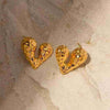 Gorgeous Hamered Heart Stud Earring for Women & Girls 18k Gold Plated