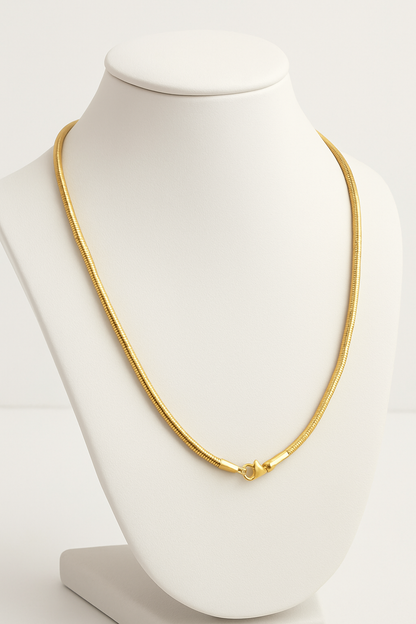 Round snake chain for men 18k Gold Plated