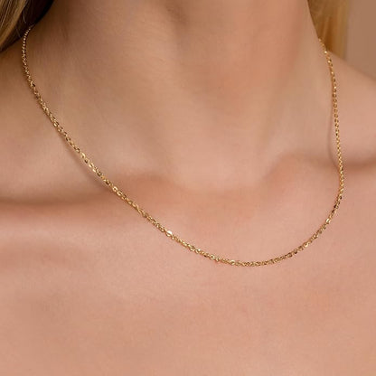 Diamond Cut Anchor/Cable Chain Necklace 14k Gold Plated