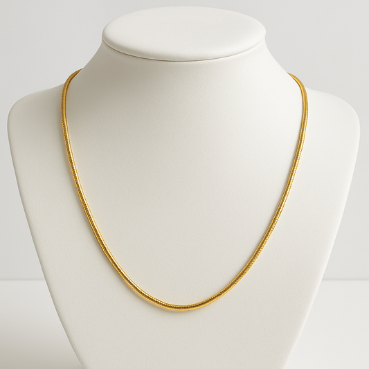 Round snake chain for men 18k Gold Plated