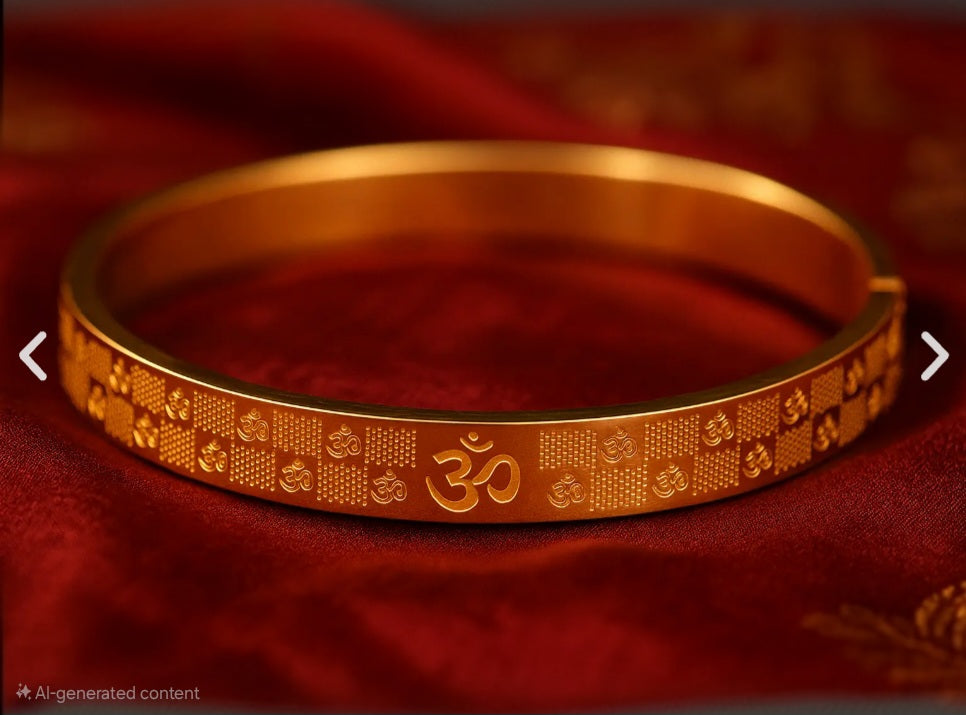 Men’s OM Kada Bracelet 18k Gold Plated.