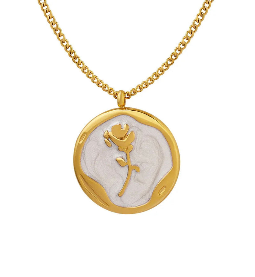Belle Rose Necklace Gold Plated, Waterproof and Anti-Tarnish.